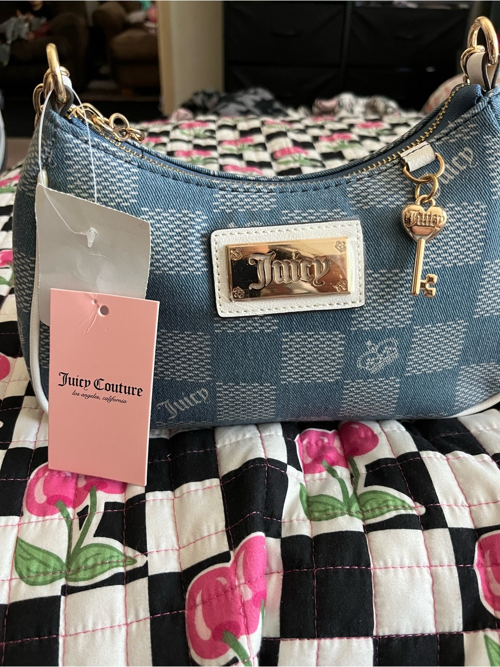 Juicy Couture Blue Denim Miss Independent Shoulder Bag with Matching Wallet.